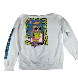 Rick And Morty white Hoodie back Rick Graphic Season 4 men’s large Wubba Lubba